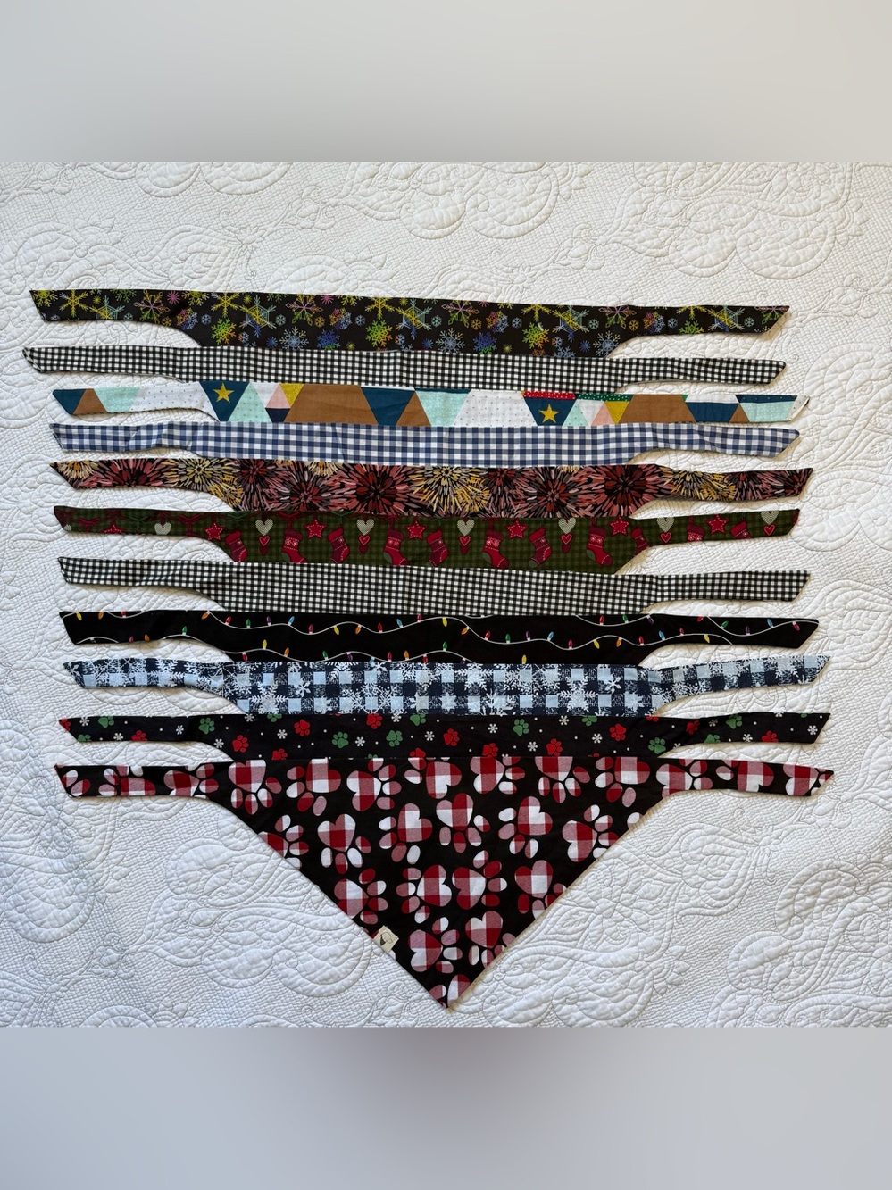 The Loyal Pup Reversible Handmade Cotton Dog Bandana Bundle of 11-Holiday Theme